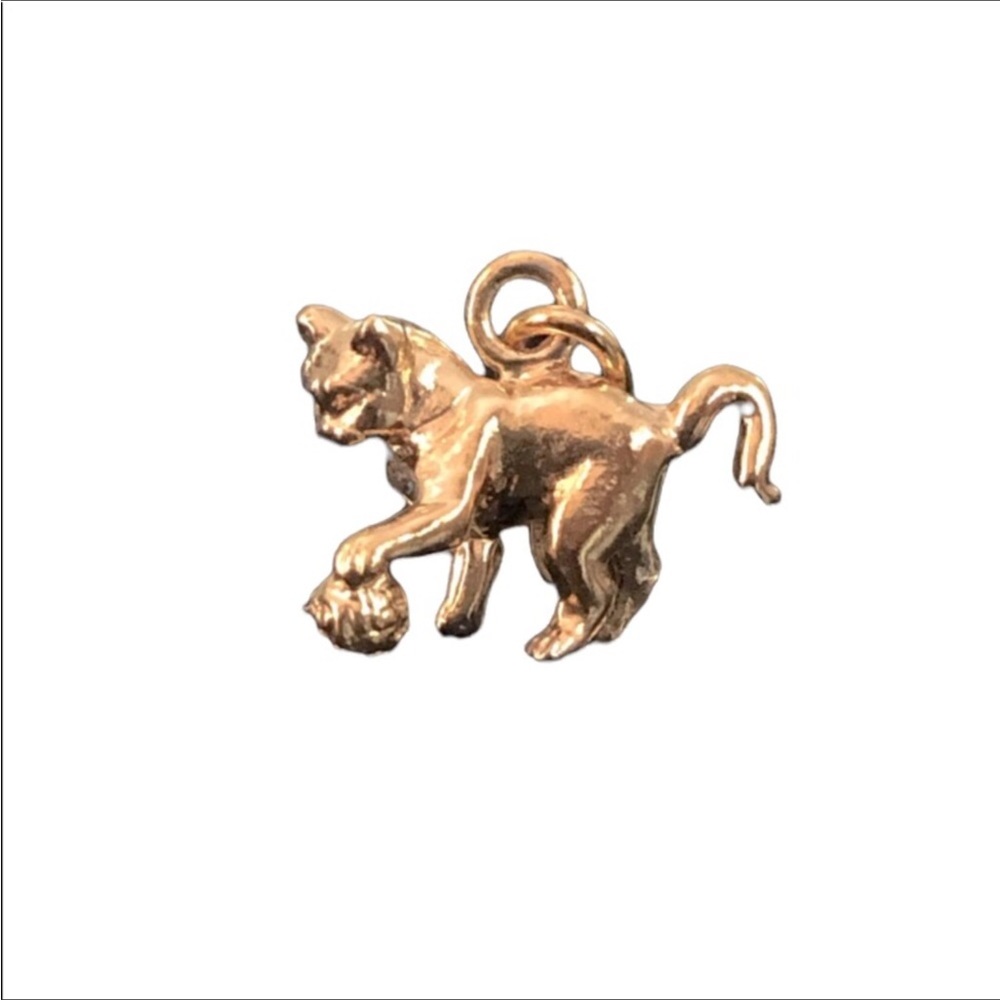 Cat charm 14k gold plated over 925 Sterling